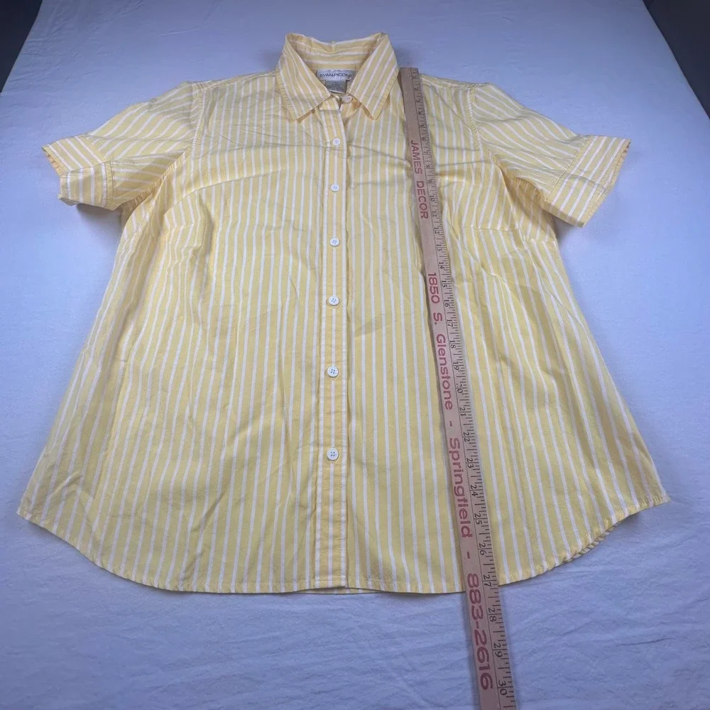 Evan-Picone Womens Yellow White Striped Cotton Button Down Shirt Blouse 14W